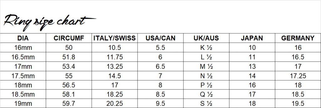 ring size chart emi & eve